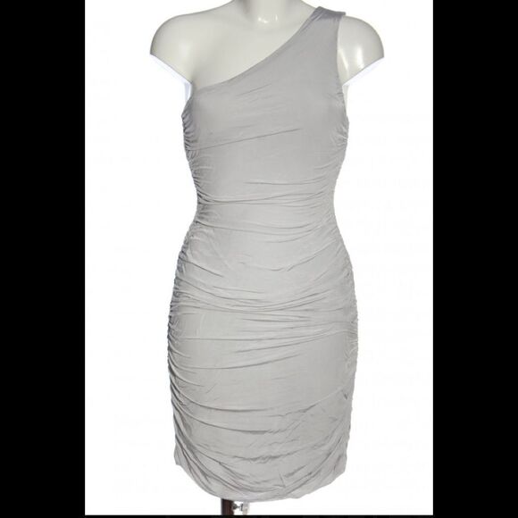 H&M One Shoulder light grey elegant Ruched Bodycon Dress XS - Picture 1 of 4